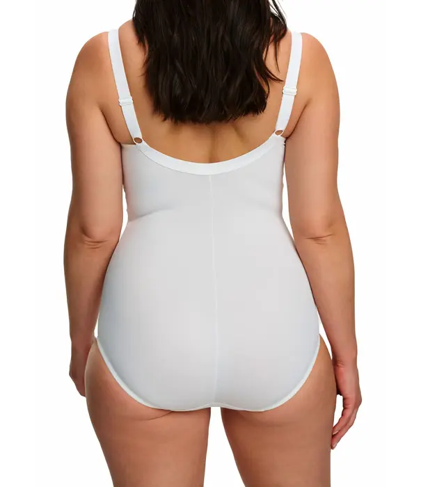 Susa Susa Latina microfaser body zonder beugel in Ivoor – elastische cup met beige borduursel