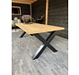 Tuintafel Lariks/Douglas met stalen onderstel