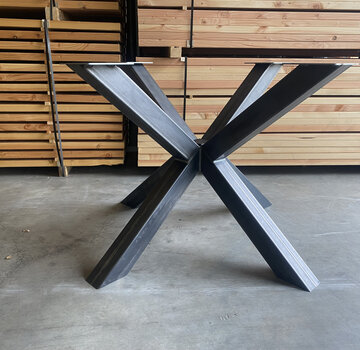 Vakstaal Stalen kruispoot ronde tafel koker 80 (110x110)