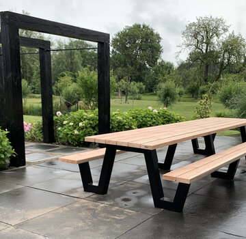 Vakstaal Picknicktafel stalen frame 4 meter