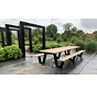 Picknicktafel stalen frame 4 meter met A of X onderstellen