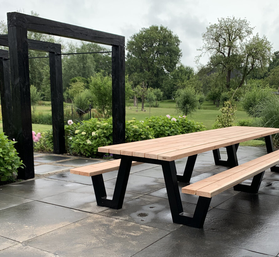 Picknicktafel stalen frame 4 meter met A of X onderstellen