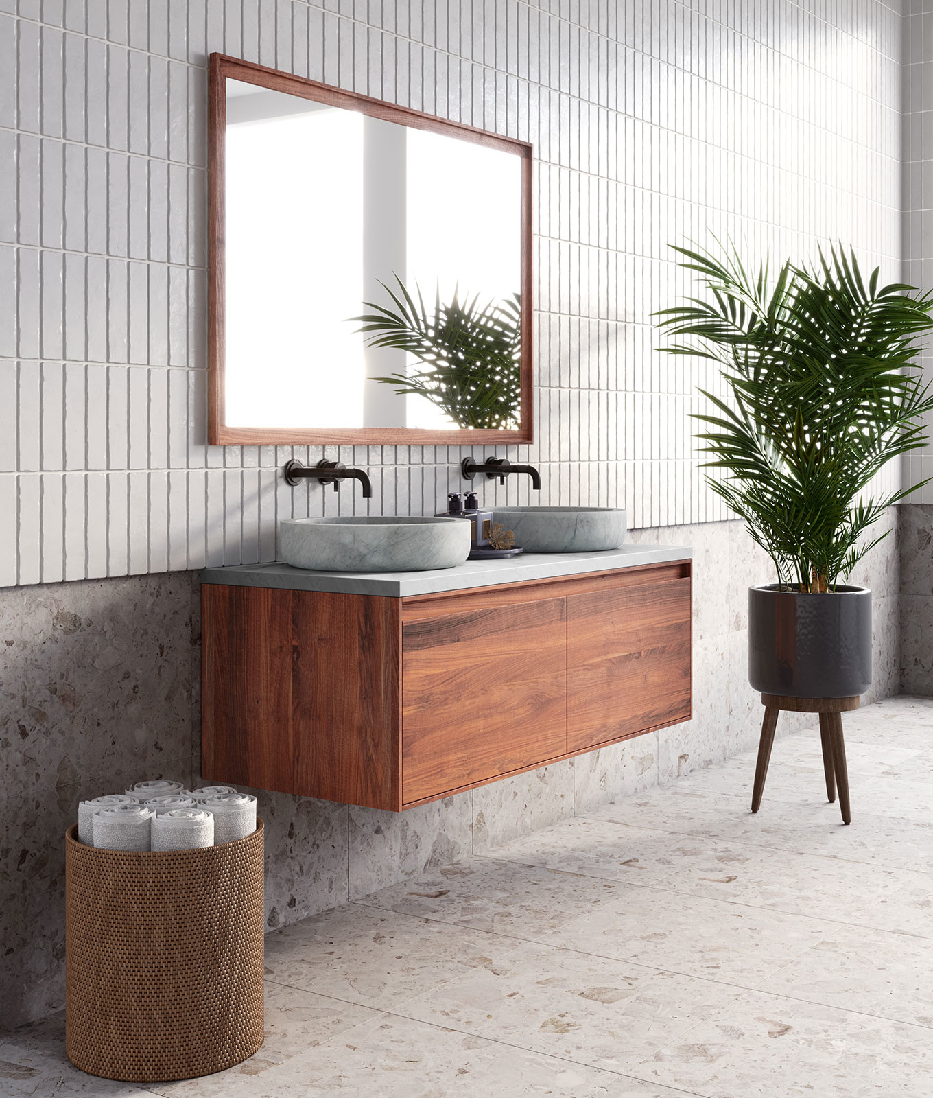 BATHR. VANITY RENO 2.0 OAK OYSTER 140X51X40CM TOP OPEN 2D.