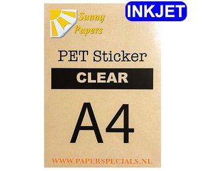 software Eenvoud Formuleren Inkjet - Sunny PET sticker (waterproof) - Clear - A4 – per sheet -  PaperSpecials.nl