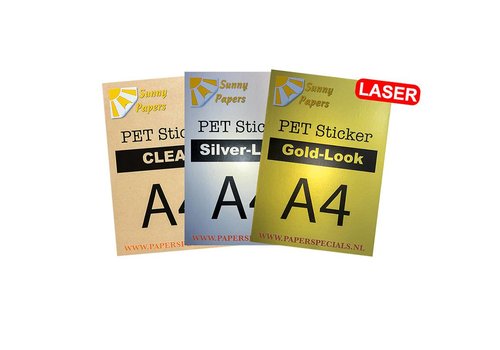 Sunny Papers Laser | PET Sticker (Watervast) | A4 | 5 Varianten