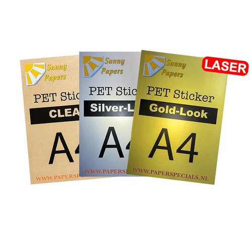 Laser | PET Sticker (Watervast) | A4 | 5 Varianten 