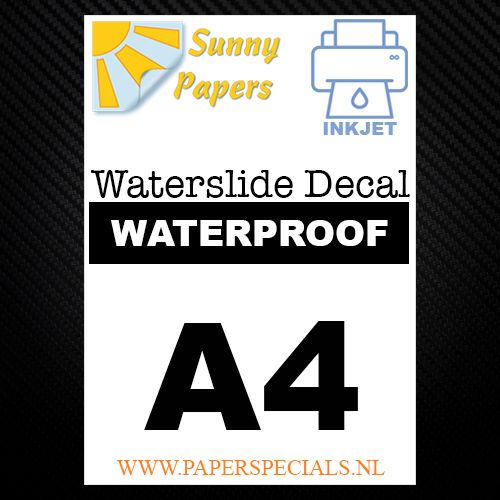 Inkjet Sunny Decal Paper WATERPROOF White A4 PaperSpecials.nl