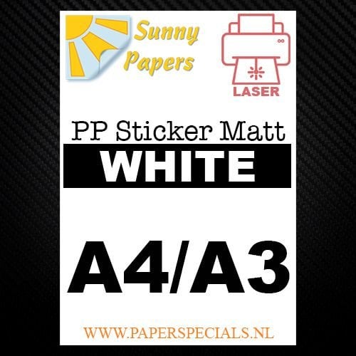 Laser - Sunny PP sticker (waterproof) - White Matt – per sheet 