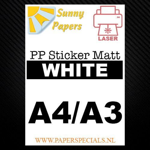Laser - Sunny PP sticker (watervast) - Wit Mat – per vel 