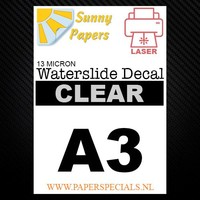 Laser | Sunny Waterslide Decal Papier Standaard 8µ | Transparant (Blauwe drager) | A3