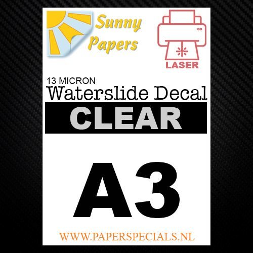 Laser | Waterslide Decal Papier Standaard 8µ | Transparant (Blauwe drager) | A3 