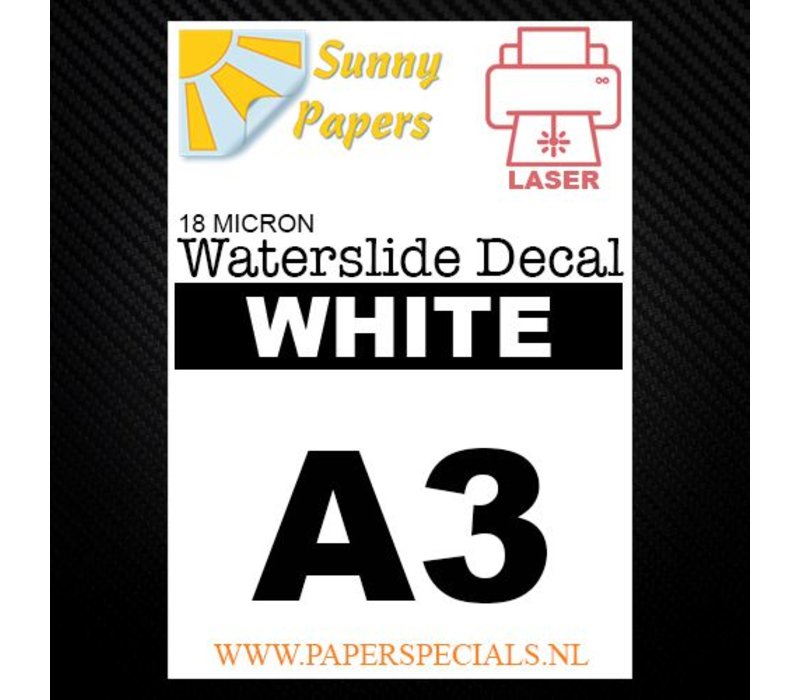 Laser | Sunny Waterslide Decal Papier Standaard 8µ | Transparant (Blauwe drager) | A3