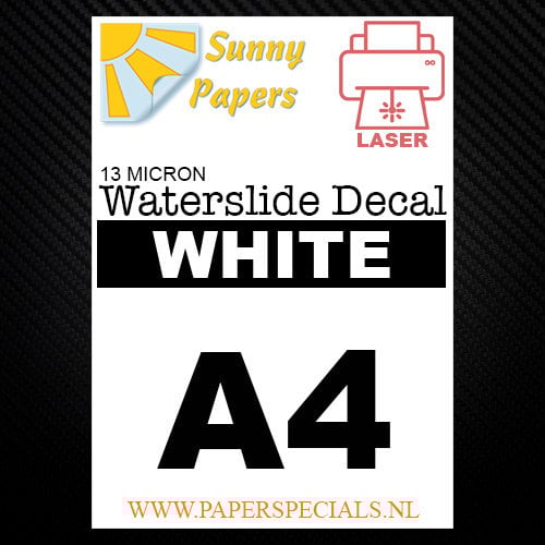 Laser | Waterslide Decal Paper Standard 13µ | White (White backing) | A4 