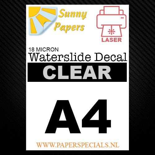 Laser | Waterslide Decal Paper Premium 18µ | Clear (White backing) | A4 