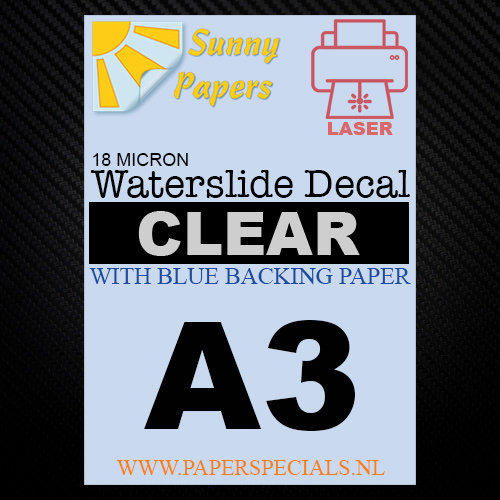 Laser | Waterslide Decal Papier Premium 18µ | Transparant (Blauwe drager) | A3 