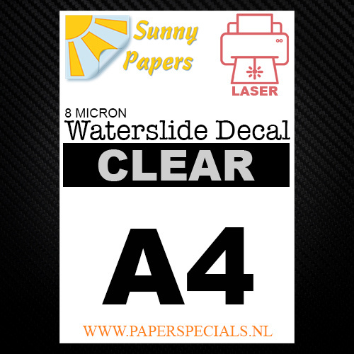 Actuator snel inhoud Laser | Sunny Decal Papier Dun 8µ | Transparant (Witte drager) | A4 -  PaperSpecials.nl