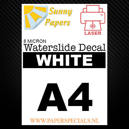 Laser | Waterslide Decal Paper Thin 8µ | White (White backing) | A4 