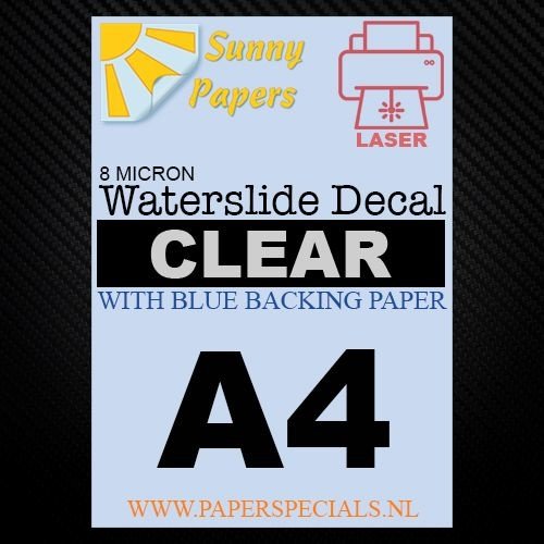 Laser | Waterslide Decal Papier Extra Dun 5µ | Transparant (Blauwe drager) | A4 