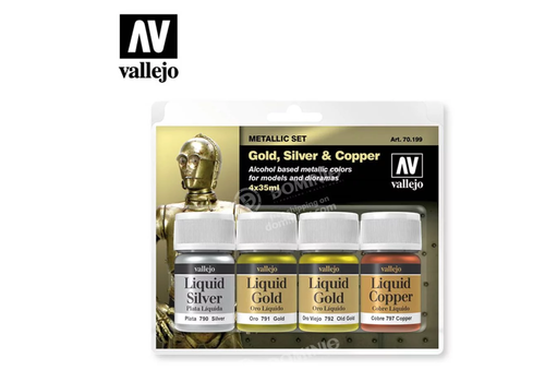 Vallejo Vallejo Metallic Set: Gold, Silver, Copper ALCOHOL BASED