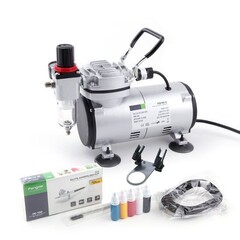 Airbrush Set Fengda FD-18-2K met compressor FD-18-2, Airbrush FE-130 en accessoires