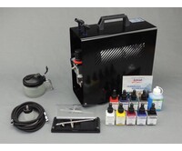 Harder & Steenbeck Harder & Steenbeck set Airbrush Ultra X 0,4mm met 9 Aero color basiskleuren.