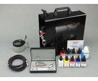 Harder & Steenbeck Harder & Steenbeck set Airbrush Ultra Two in One 0,2 + 0,4 mm met 9 Aero color basiskleuren.