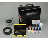 Harder & Steenbeck Harder & Steenbeck set Airbrush Evolution CR plus 0,15mm met 9 Aero color basiskleuren.