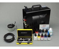 Harder & Steenbeck Harder & Steenbeck set Airbrush Evolution Silverline Two in One 0,2 + 0,4 mm met 9 Aero color basiskleuren.