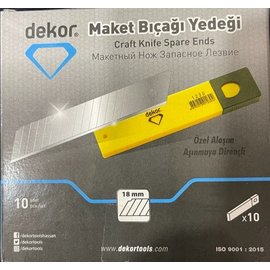 DEKOR Dekor-Spare Blade  Utility Knife Aluminum 18 MM (10 Pcs)