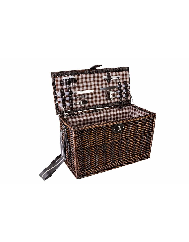 Cosy & Trendy Picnic basket 4 people with wine glasses and opener