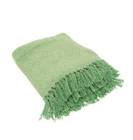 Sass&Belle Green Herringbone Blanket Throw