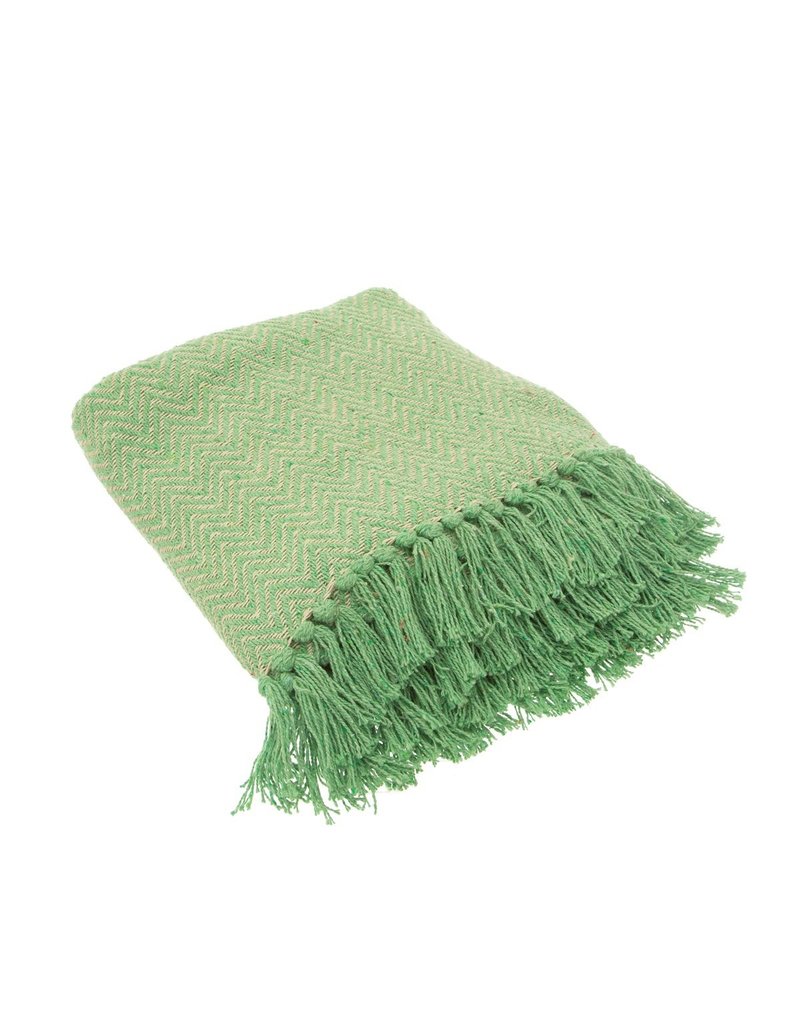 Sass&Belle Sass&Belle Green Herringbone Blanket Throw - green