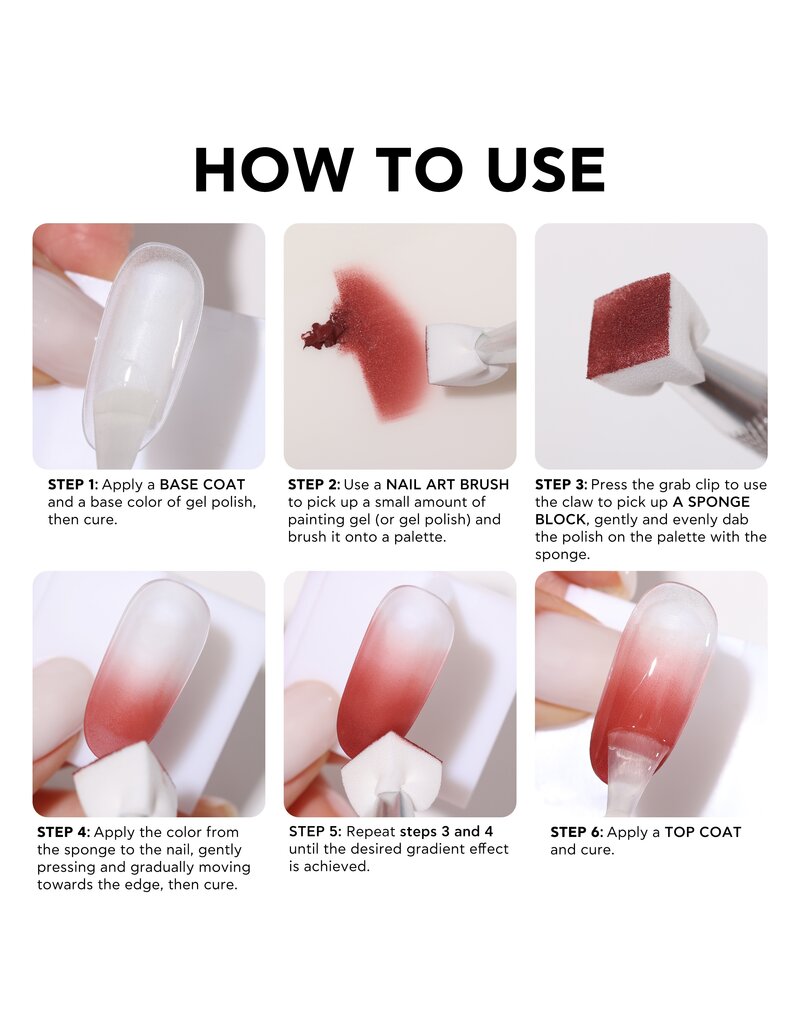 Bluesky Ombre Palette Gel & Nail Sponge Grabber Set