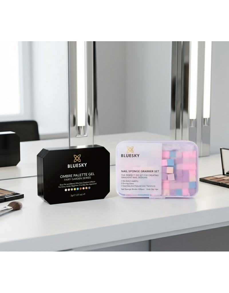 Bluesky Ombre Palette Gel & Nail Sponge Grabber Set