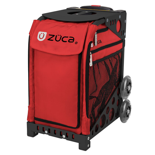 ZÜCA Chili – Sac de sport et d’école rouge à roulettes avec siège