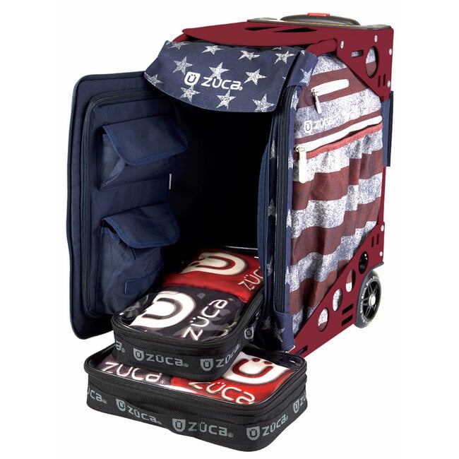 ZÜCA Cornhole Pro Rolling Bag -  Old Glory/Candy Red