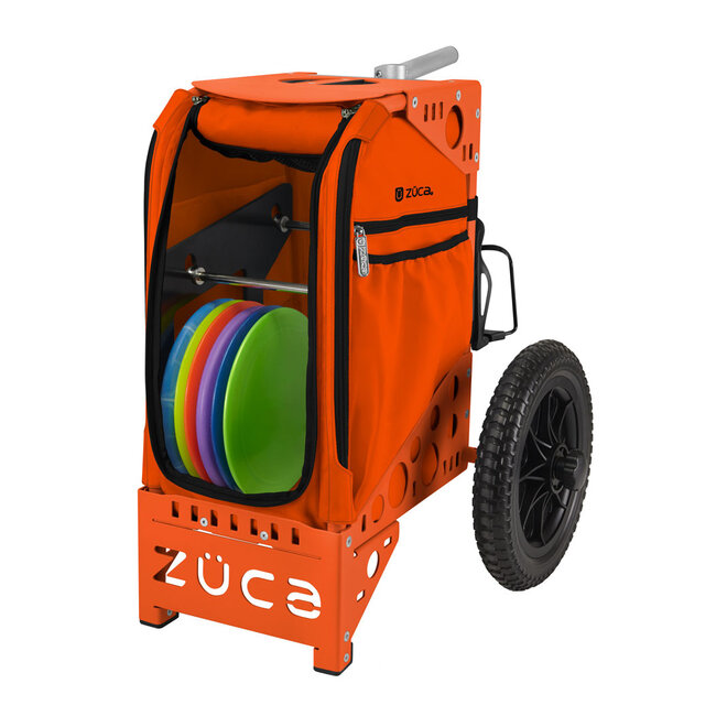 ZÜCA Chariot de Disc Golf, Orange avec pochette d'accessoires