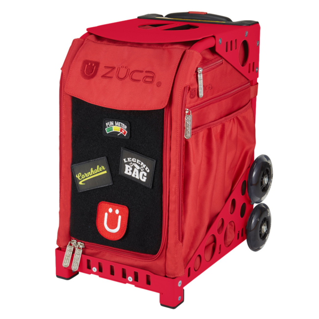 ZÜCA Cornhole Sport Trolley – Red Wheeled Bag with Seat