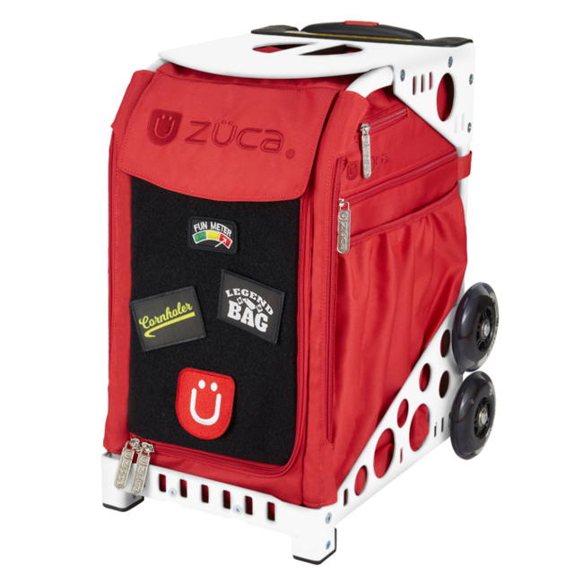 ZÜCA Cornhole Sport Trolley – Red Wheeled Bag with Seat