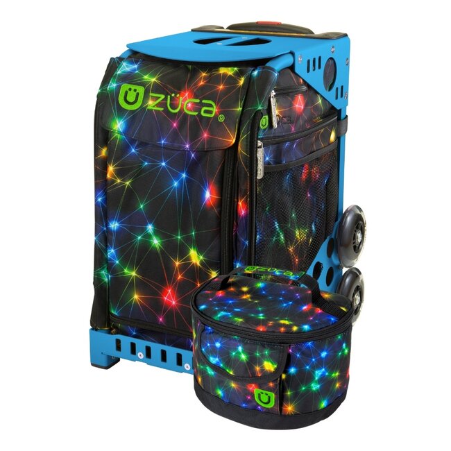 ZÜCA Neon Spark – Rolling School & Sports Bag with Seat + Lunchbox