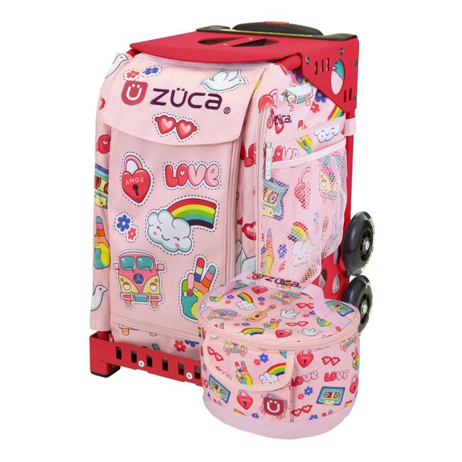 ZÜCA Groovy Vibes – Sac d’école et de sport à roulettes avec siège + lunchbox