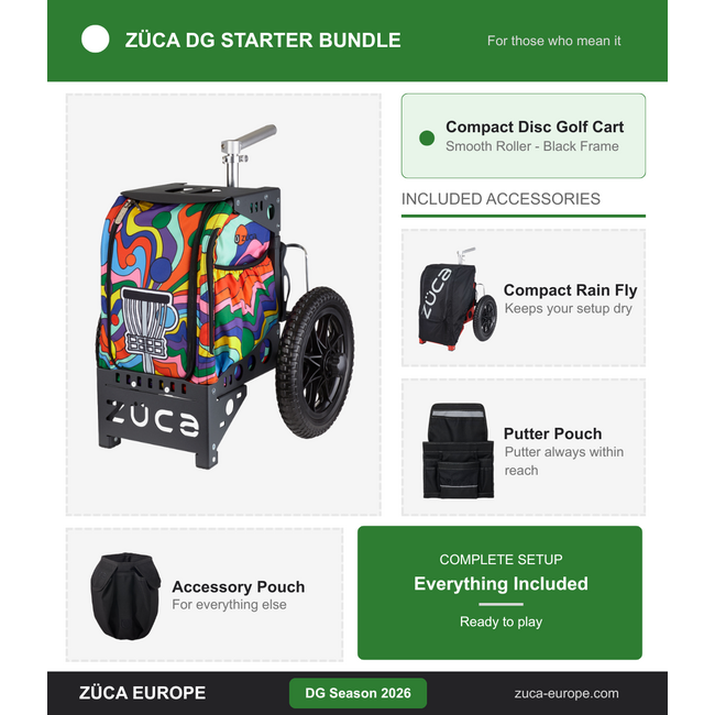ZÜCA ZÜCA DG Starter Bundel 2026 Compact Disc Golf Trolley Smooth Roller