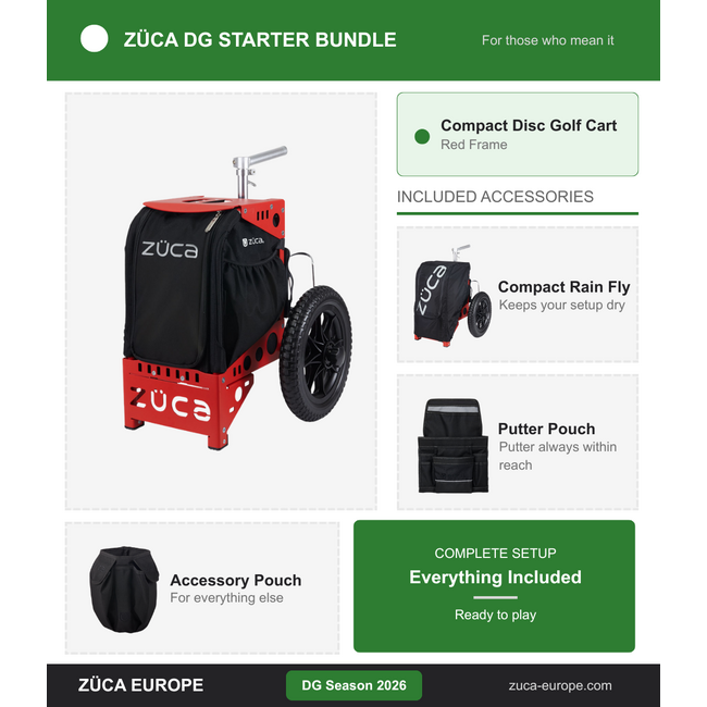ZÜCA ZÜCA DG Starter Bundel 2026 Compact Disc Golf Trolley Red