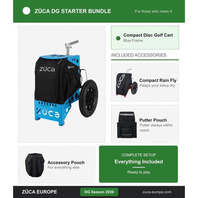 ZÜCA ZÜCA DG Starter Bundel 2026 Compact Disc Golf Trolley Blue