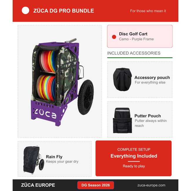 ZÜCA ZÜCA DG Pro Bundle 2026 Cart Disc Golf Camo Purple Frame