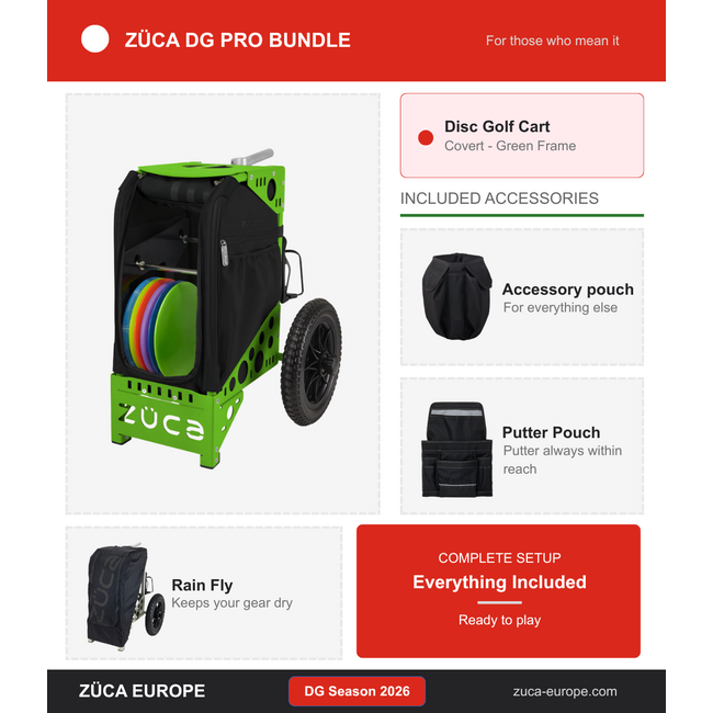 ZÜCA ZÜCA DG Pro Bundel 2026 Disc Golf Trolley Covert Green Frame