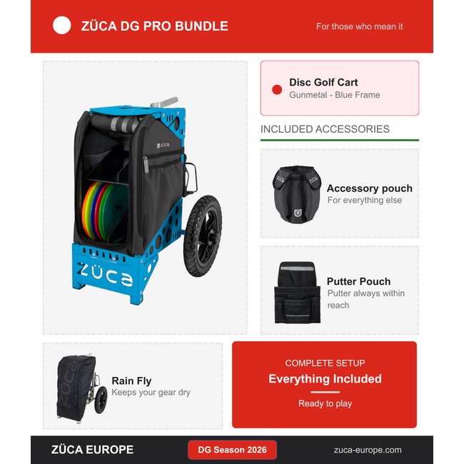 ZÜCA ZÜCA DG Pro Bundle 2026 Disc Golf Trolley Gunmetal Blue Frame