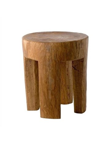 Stool round 4 square legs - cognac