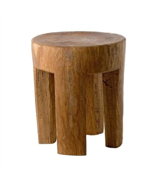 Stool round 4 square legs - cognac