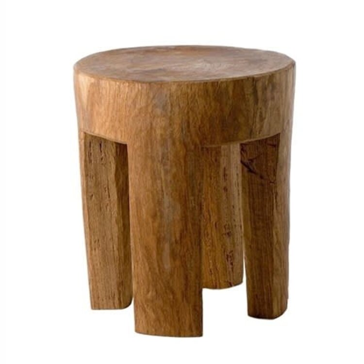 Stool round 4 square legs - cognac